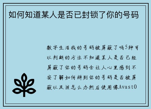 如何知道某人是否已封锁了你的号码